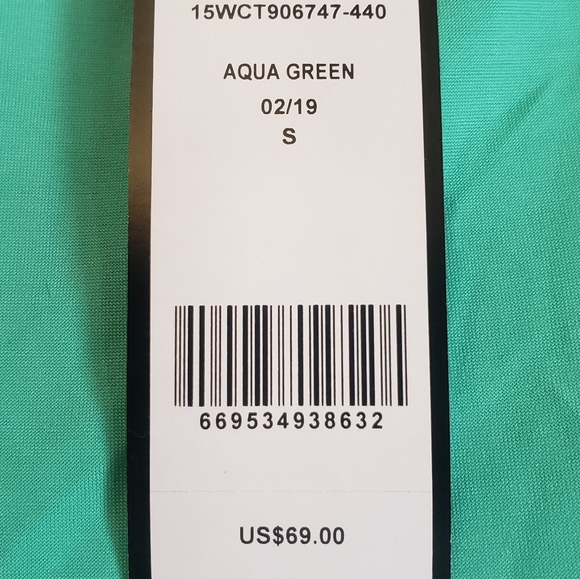 SAVE $50 - NWT - BEBE Cross Shirred Bodysuit Aqua Green Size S - Picture 4 of 6